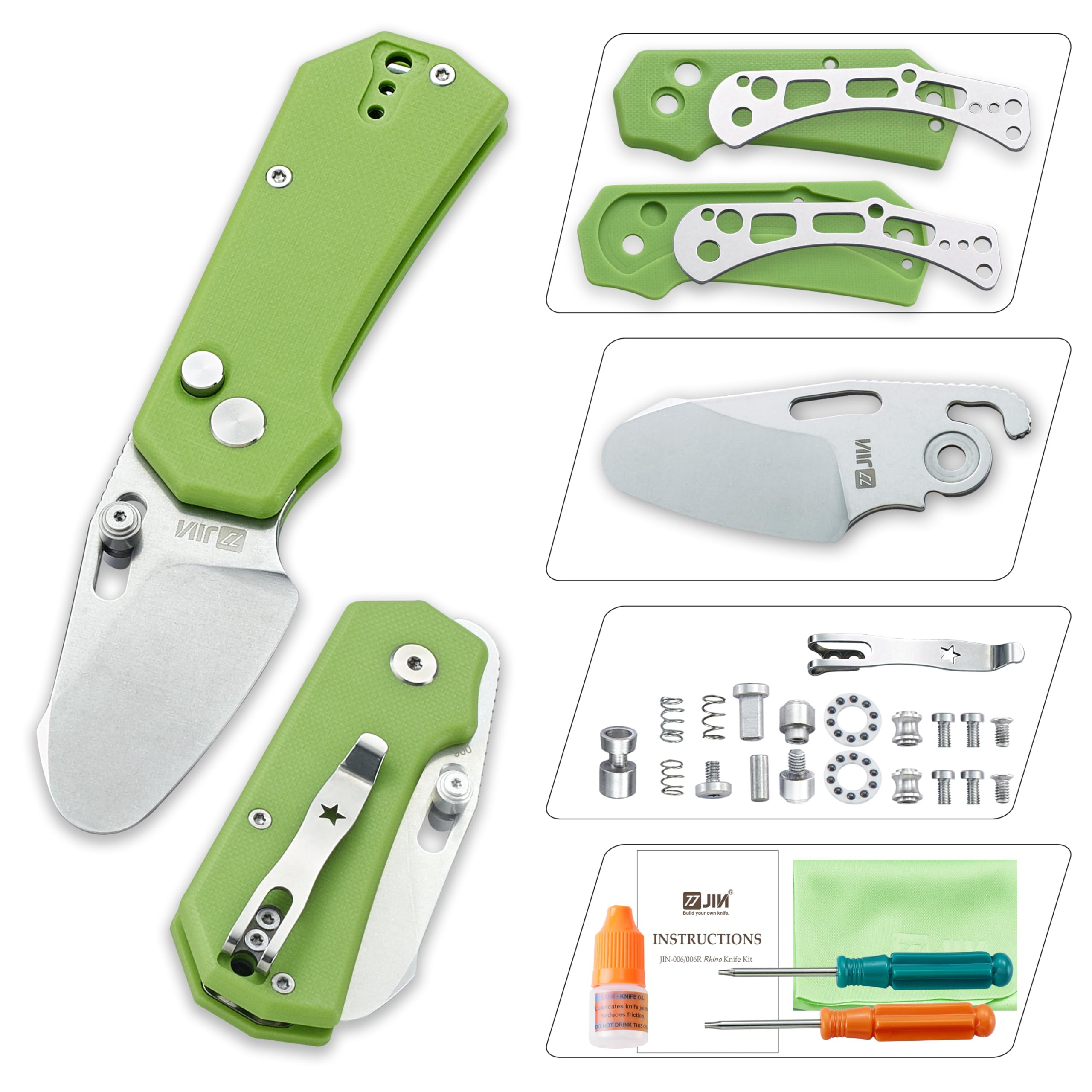 JIN Rhino Jr. Kids Pocket Knife, Fidget Toy Knife, DIY Kit, 1.97” Unsharpened Steel Blade, Safe... | Amazon (US)