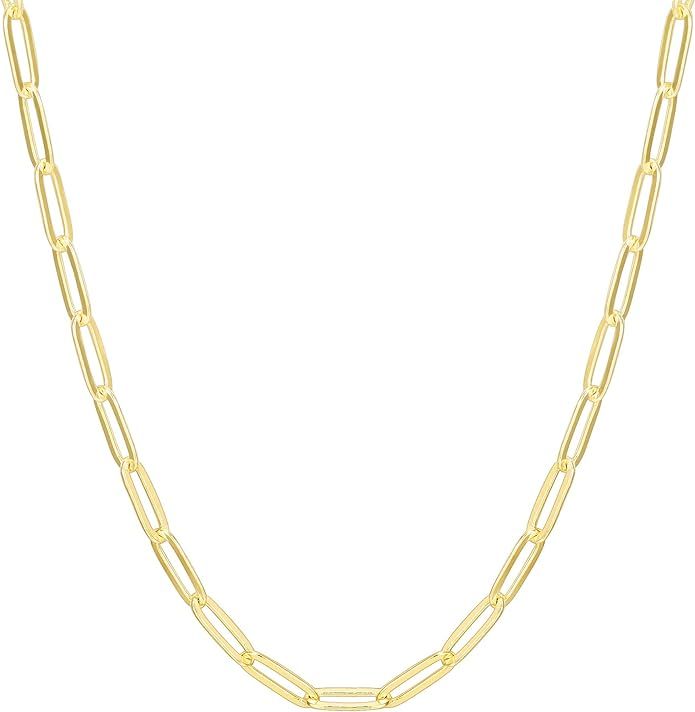 PAVOI 14K Gold Plated Paperclip Chain Necklace | Adjustable Necklaces for Women | Amazon (US)