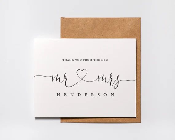 Personalized Wedding Thank You Cards | Custom - From The New - Wedding Thank You Card - Bridal Sh... | Etsy (US)
