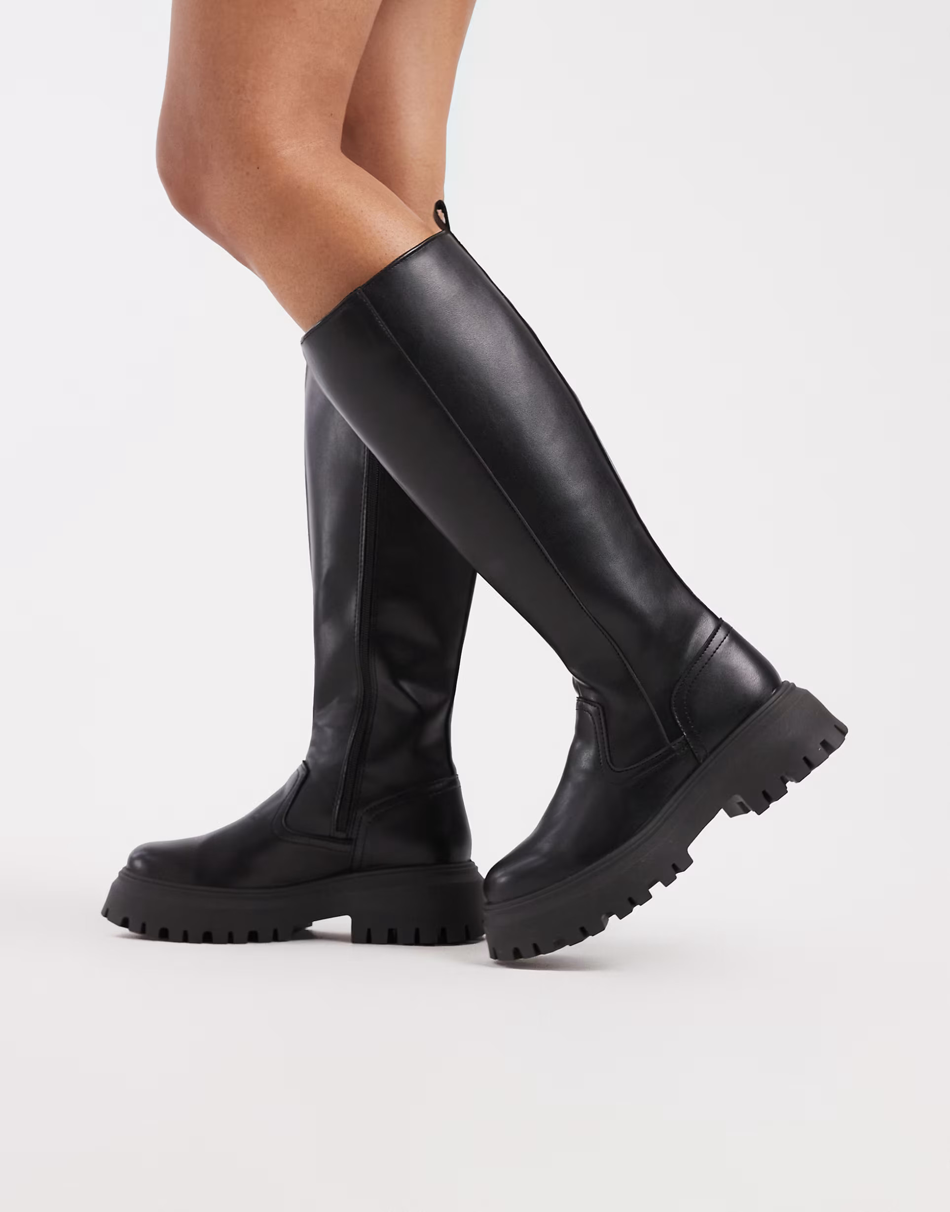 Schuh Dianna Wide Fit chunky knee boots in black | ASOS (Global)