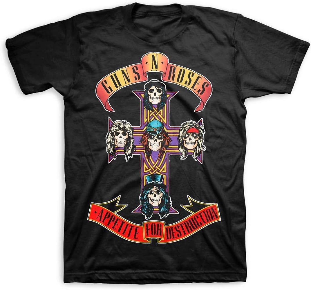 Guns N' Roses Appetite for Destruction Cross Black T-Shirt Black X-Large | Amazon (US)