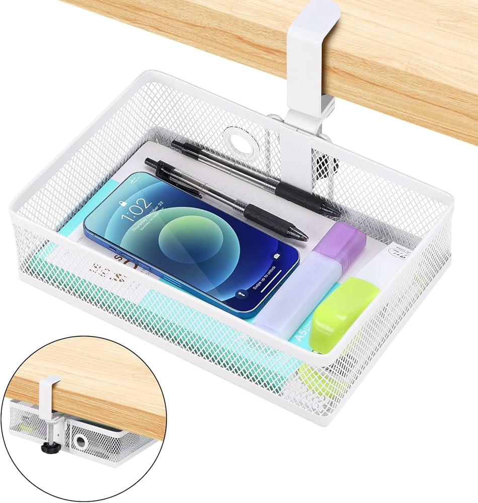 ROSYLINE Clamp On Desk Organizer - Under Desk Hanging Drawer with Storage Basket, Multi-Scene Mou... | Amazon (US)