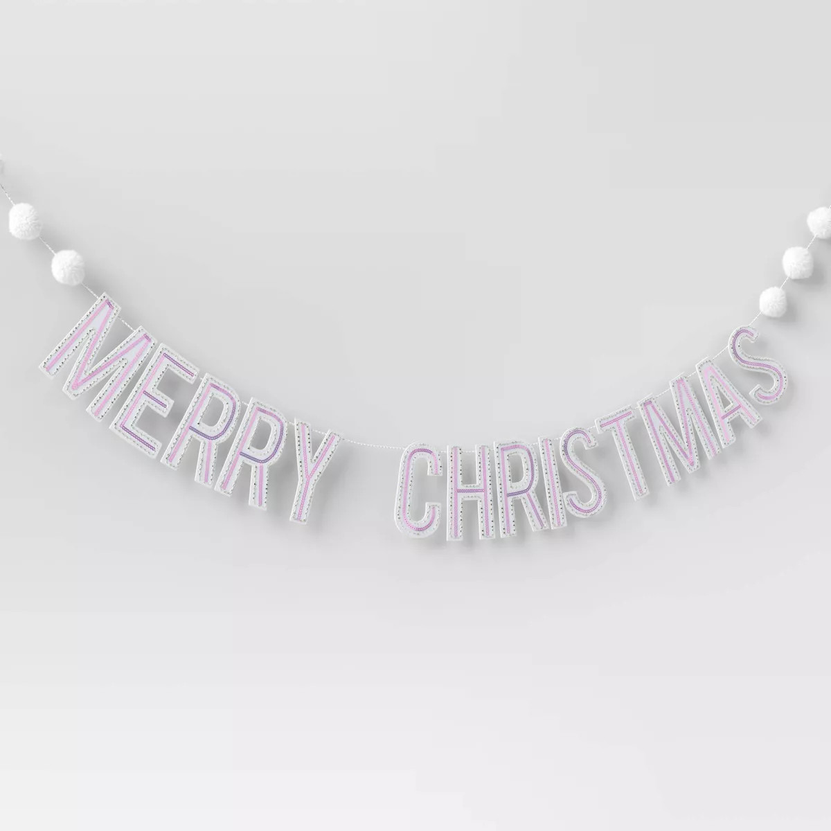 6' Sequined Fabric 'Merry Christmas' Decorative Wall Garland White - Wondershop™ | Target