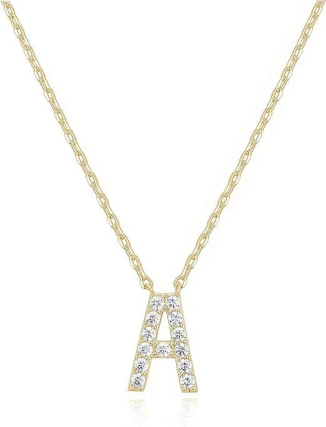 PAVOI 14K Yellow Gold Plated Cubic Zirconia Initial Necklace | Letter Necklaces for Women | A Ini... | Walmart (US)