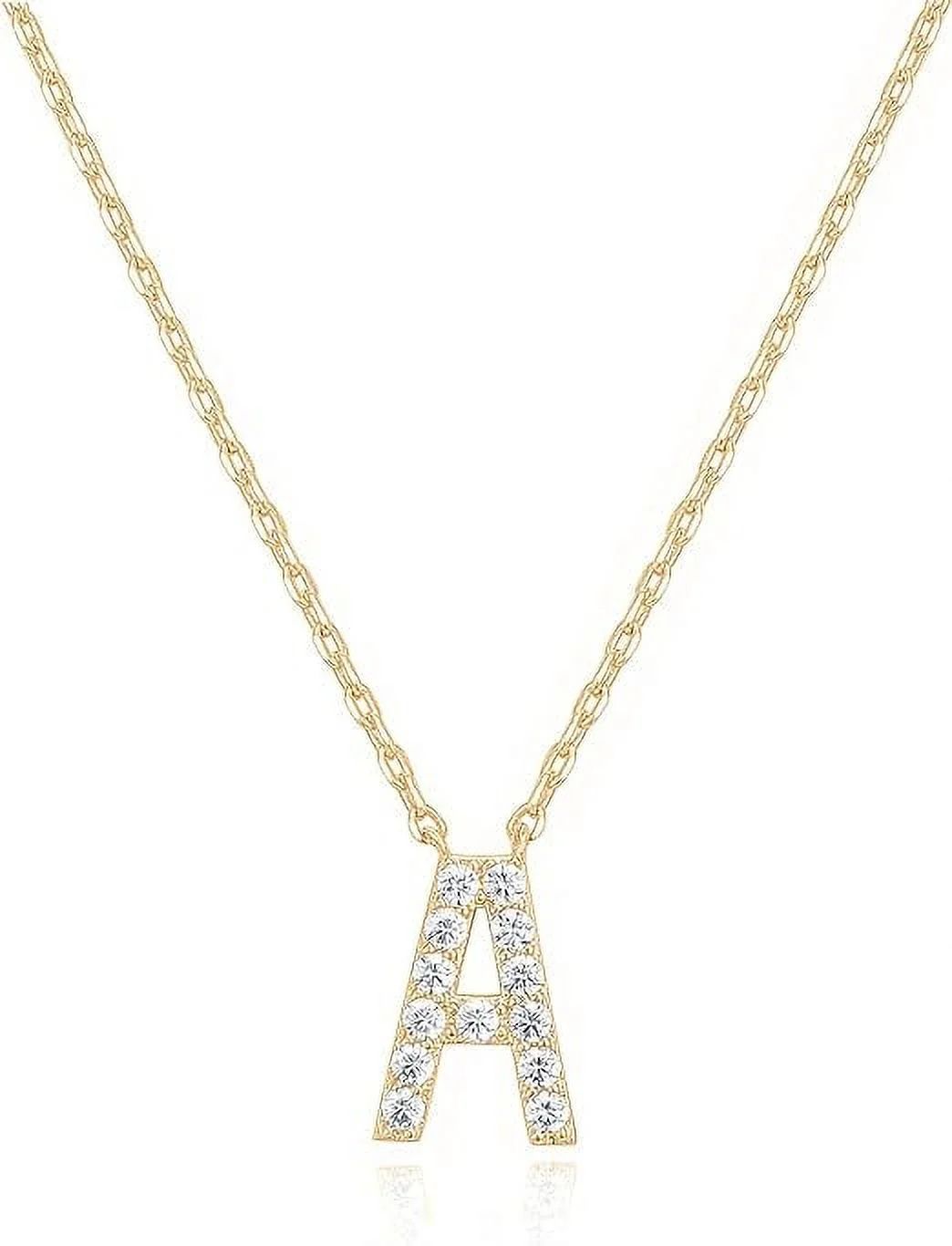 PAVOI 14K Yellow Gold Plated Cubic Zirconia Initial Necklace | Letter Necklaces for Women | A Ini... | Walmart (US)