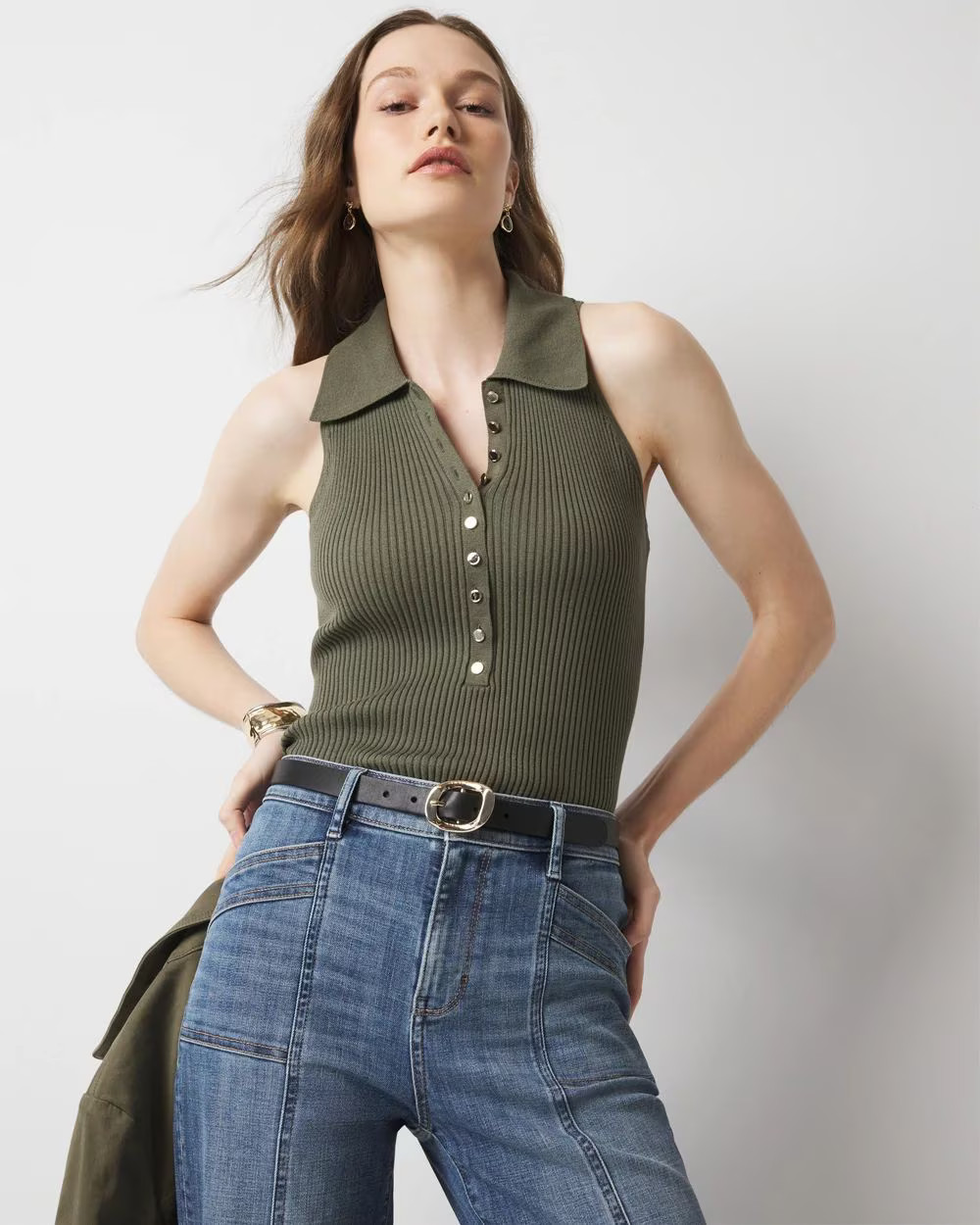 Henley Sweater Tank Top | White House Black Market