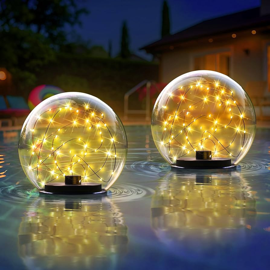 uuffoo 2-Pack Solar Floating Pool Lights Ball Solar Powered LED Flickering that Float Globe Light... | Amazon (US)