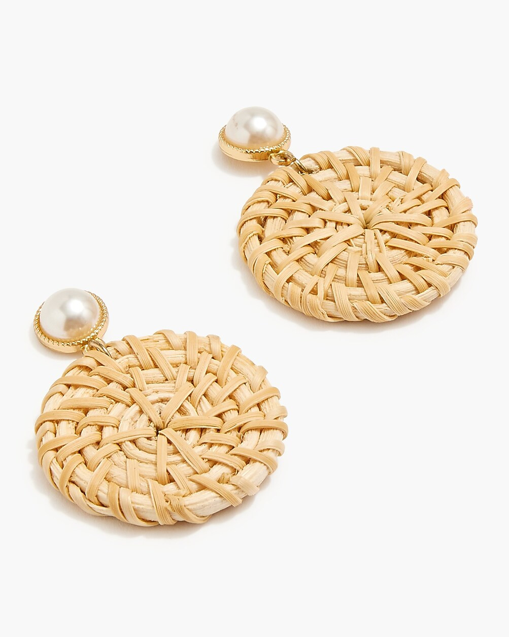 Rattan and pearl statement earrings | J.Crew Factory