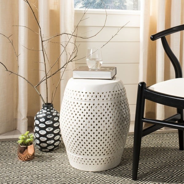 Safavieh Paradise Courtyard Cream Ceramic Garden Stool | Bed Bath & Beyond