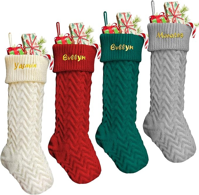 Eyesoul Personalized Christmas Stocking,Custom Embroidery Name Xams Stocking,18 Inch Large Family... | Amazon (US)