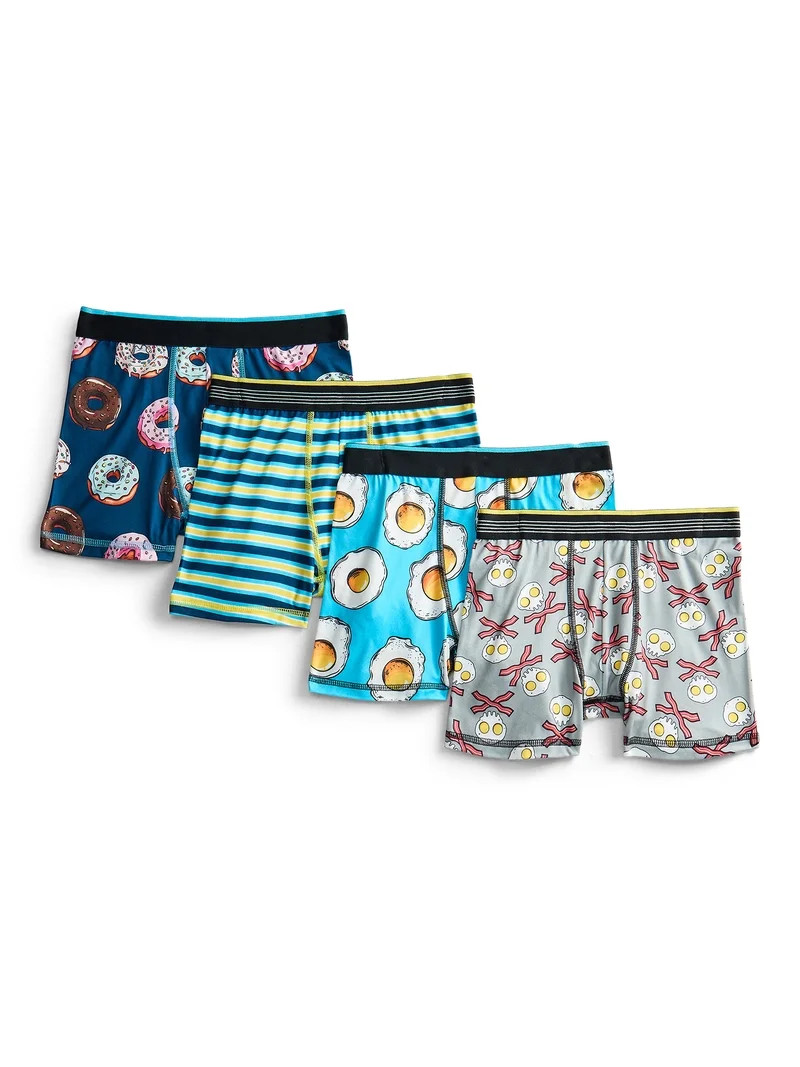 Wonder Nation Boys Boxer Brief Breakfast Underwear, 4-Pack, Sizes S-XL | Walmart (US)