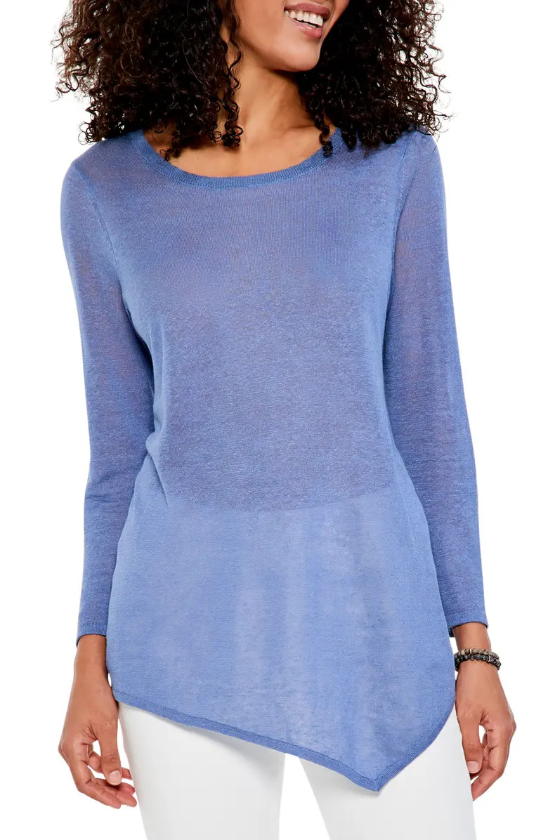 Featherweight Asymmetric Hem Linen Blend Sweater | Nordstrom