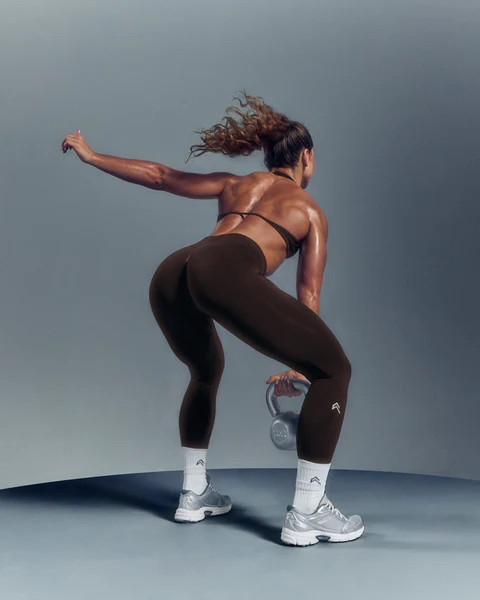 EnhanceLift™ Seamless Leggings with White Logo 
 Plum Brown | Oner Active (UK / US)