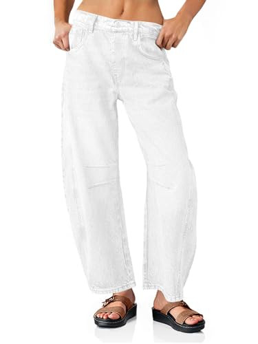 PLNOTME Women's Baggy Boyfriend Jeans Vintage Wide Leg Mid Rise Barrel Denim Ankle Pants | Amazon (US)