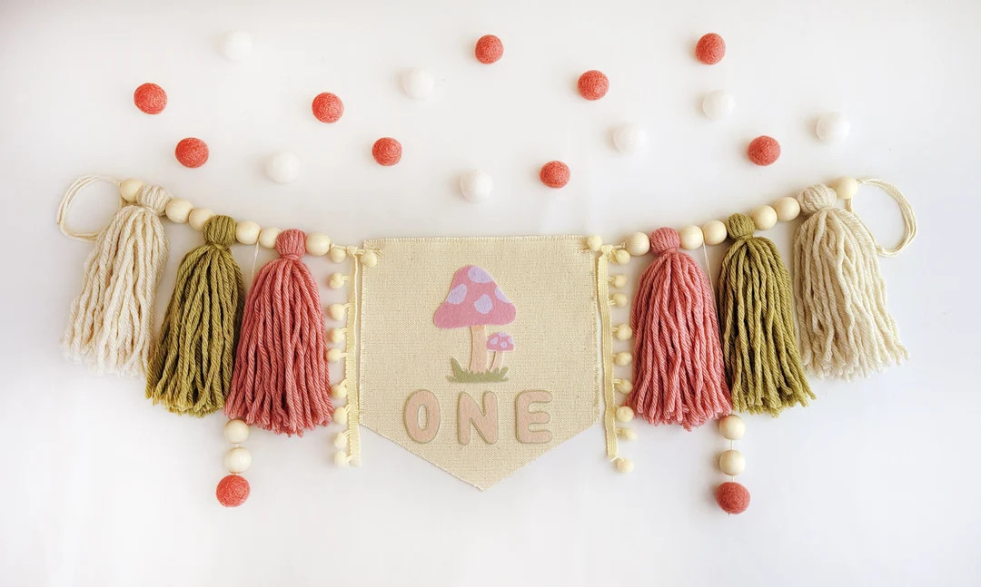 Toadstool 1st birthday banner - Mushroom tassel garland - Fairy Princess | Etsy (US)