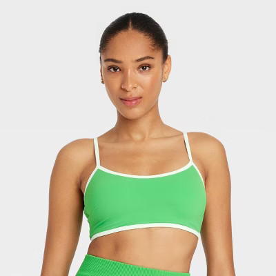 Women's Piped Sports Bra - JoyLab™ Vibrant Green M | Target