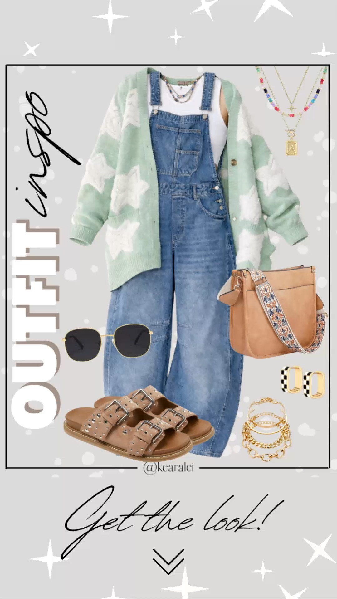 Spring outfit fun bright outfits oversized light green pistachio star cardigan Womens Cardigan Sweater Sherpa Star Pattern Textured Sweater Cardigan with Pockets Casual Knit Coat we the free good luck barrel overalls layered over white ribbed tank top with light brown tan suede leather studded strap buckle sandals Birkenstock look alike look for less Birkenstocks tan cognac faux leather crossbody tote bag purse with embroidered strap checkered Huggies hoops earrings gold filled gold plated bracelets rainbow colorful beaded necklace initials necklace || #amazon #outfit #summer #spring #comfy #freepeople #barrel #overalls #affordable 
.
.
.

Fitness Wear, Activewear, exercise outfit, workout leggings, sports bra, Lulu lemon, free people motion active athleisure Amazon fashion, teacher outfits, business casual, casual outfits, neutrals, street style, Midi skirt, Maxi Dress, Swimsuit, Bikini, Travel, skinny Jeans, Puffer Jackets, Concert Outfits, Cocktail Dresses, Sweater dress, Sweaters, cardigans Fleece Pullovers, hoodies, button-downs, Oversized Sweatshirts, Jeans, High Waisted Leggings, dresses, joggers, fall Fashion, winter fashion, leather jacket, Sherpa jackets, Deals, shacket, Plaid Shirt Jackets, apple watch bands, lounge set, Date Night Outfits, Vacation outfits, Mom jeans, shorts, sunglasses, Disney outfits, Romper, jumpsuit, Airport outfits, biker shorts, Weekender bag, plus size fashion, Stanley cup tumbler Target, Abercrombie and fitch, Amazon, Shein, Nordstrom, H&M, forever 21, forever21, Walmart, asos, Nordstrom rack, Nike, adidas, Vans, Quay, Tarte, Sephora, lululemon, free people, j crew jcrew factory, old navy

#LTKootd #LTKSeasonal #LTKSaleAlert