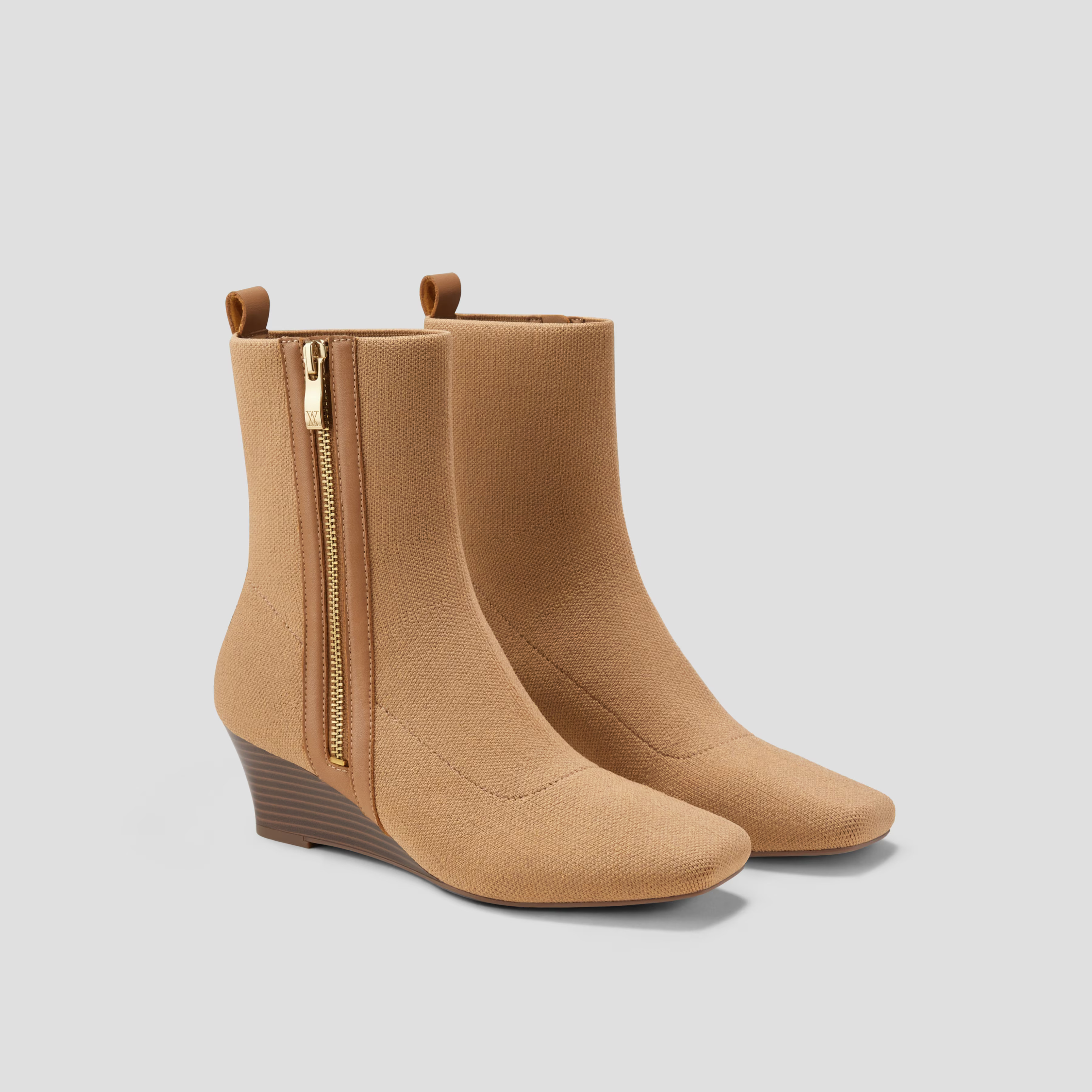 Square-Toe Water-Repellent Zipper Boots (Micaela) | VIVAIA