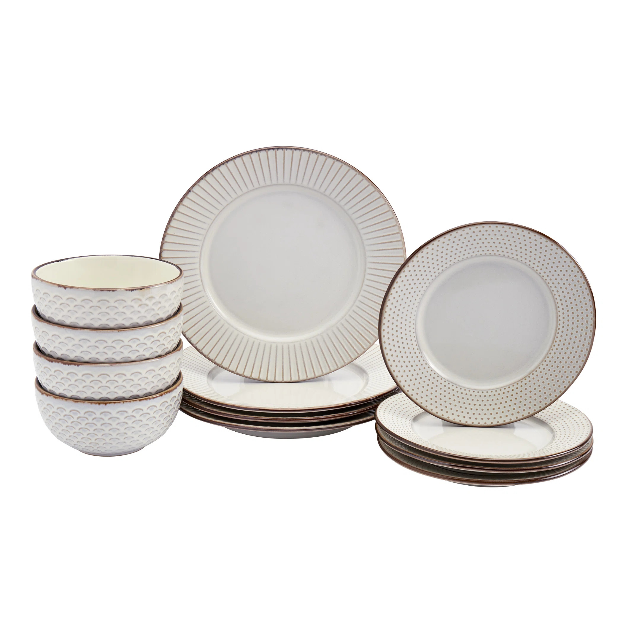 Hub 12 Piece Stoneware Dinnerware Set - Service for 4 | Wayfair North America