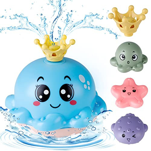 Baby Bath Toy With 4 Water Spray Modes,ToyoFun,Light Up Octopus Tub Toys for Toddler Kids,Auto-Rotating Toddlers Bathtub Toys for Boys Girls With Ocean Animals/Fountain Sprinkler/Flashing Colorful LED | Amazon (US)