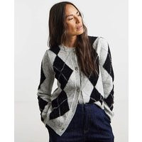 SPARKLE ARGYLE CARDIGAN Mono - JD Williams - Size: 8/10 | JD Williams (UK)