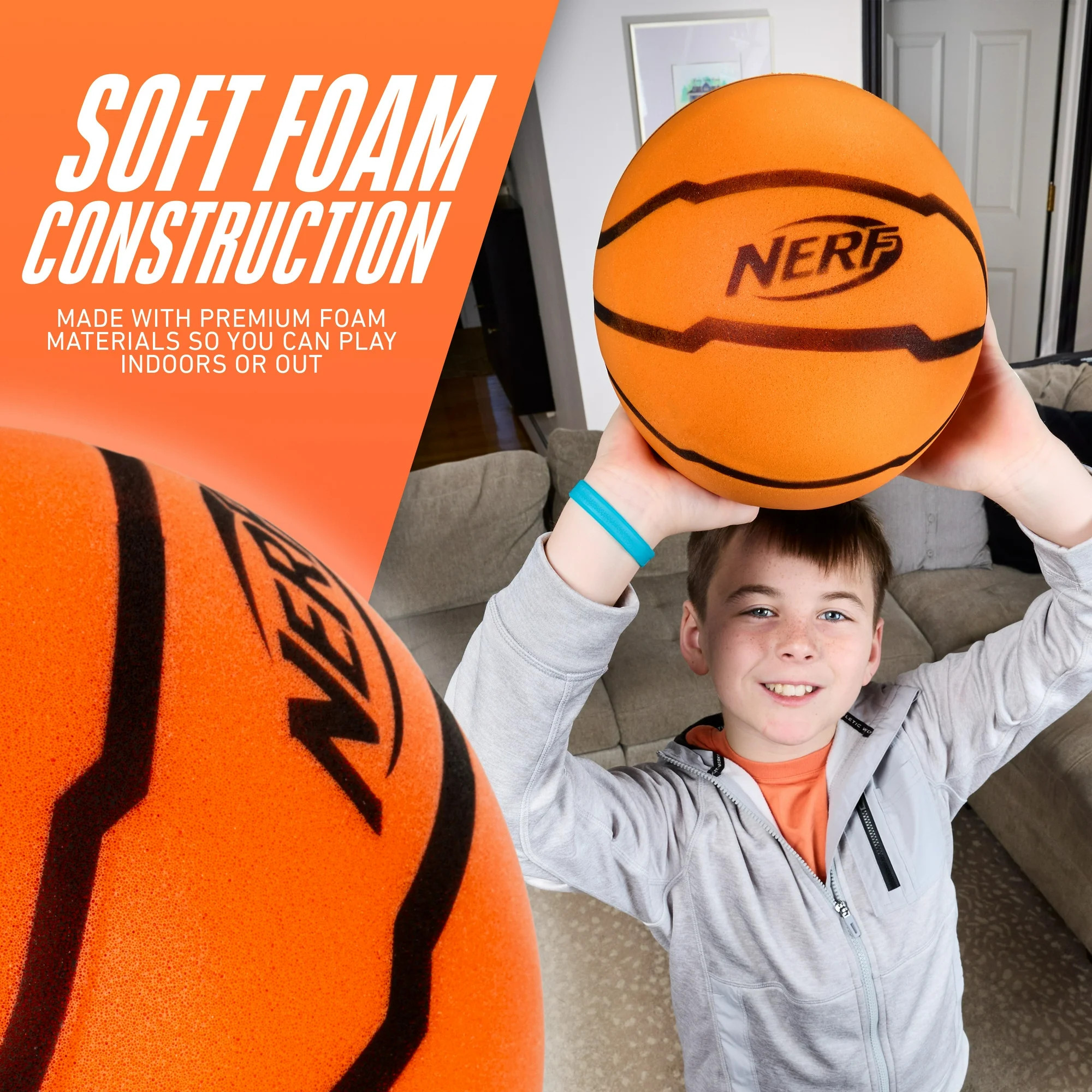 NERF Quietcourt Silent Foam Basketball - Quiet Ball for Indoor Dribbling Practice + Drills - 28.5... | Walmart (US)