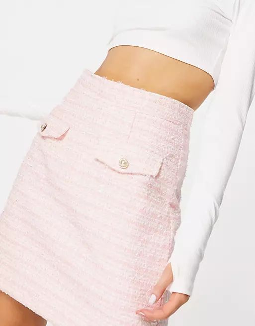 Neon Rose mini skirt in pastel boucle - part of a set | ASOS (Global)