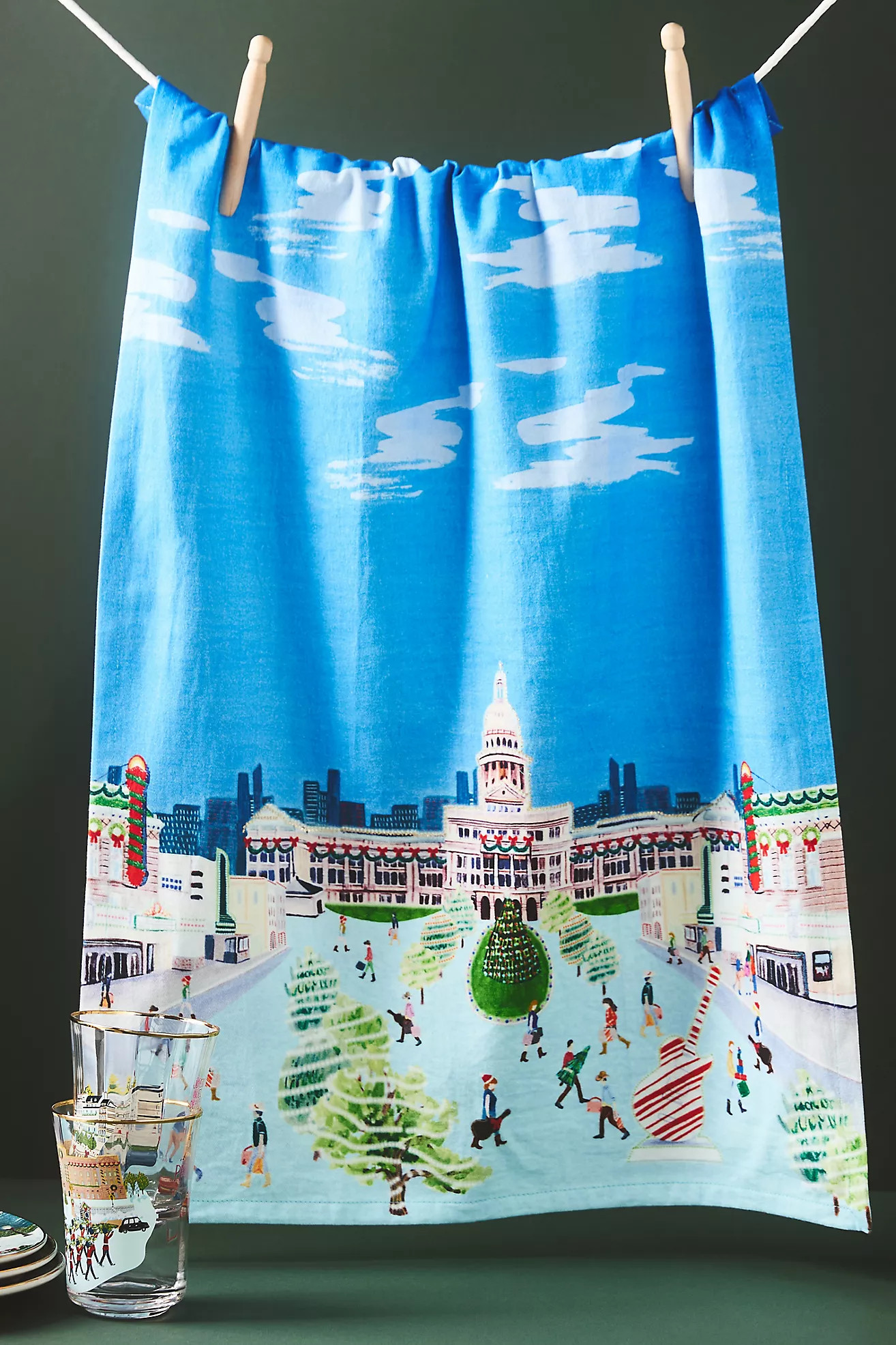 Holiday in the City Dish Towel | Anthropologie (US)