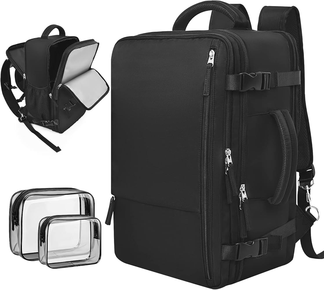 Rinlist Carry-on Backpack for Men Women, Black Travel Backpack Flight Approved, Anti Theft Casual... | Amazon (US)