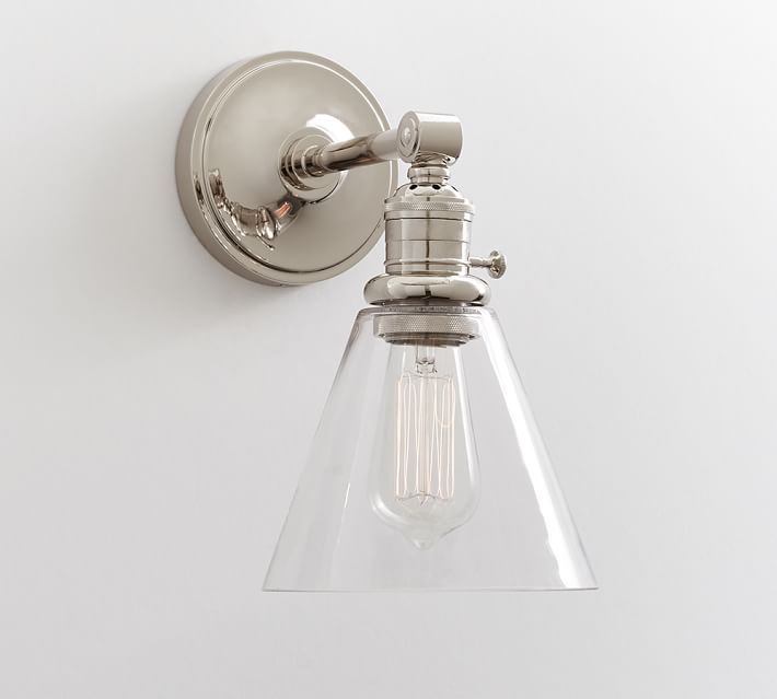 Straight Arm Flared Glass Sconce | Pottery Barn | Pottery Barn (US)
