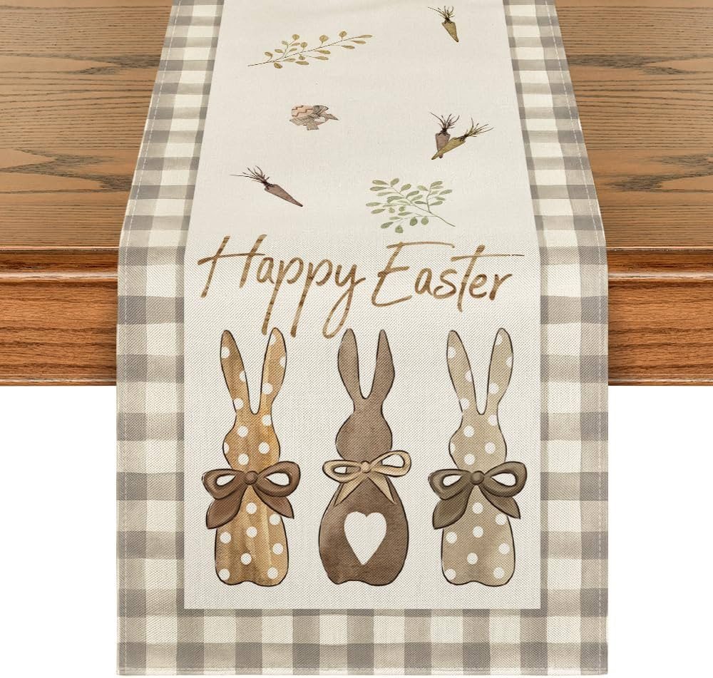 Artoid Mode Buffalo Plaid Bunny Happy Easter Table Runner, Seasonal Spring Kitchen Dining Table D... | Amazon (US)