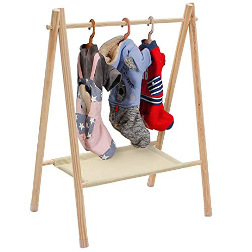 Morimoe Garment Rack for Pets/Dolls/Baby, Hanger Rack, Dress up Storage, Clothes Organizer, Wooden (Beige, Medium) | Amazon (US)