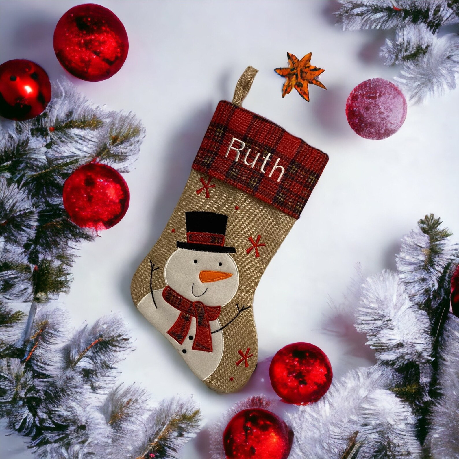 Tartan Hessian Snowman Stocking Personalized Christmas Stocking Hessian Stocking Christmas Decor ... | Etsy (US)