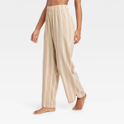 Women's Striped Linen Blend Pajama Pants - Stars Above™ Tan S | Target