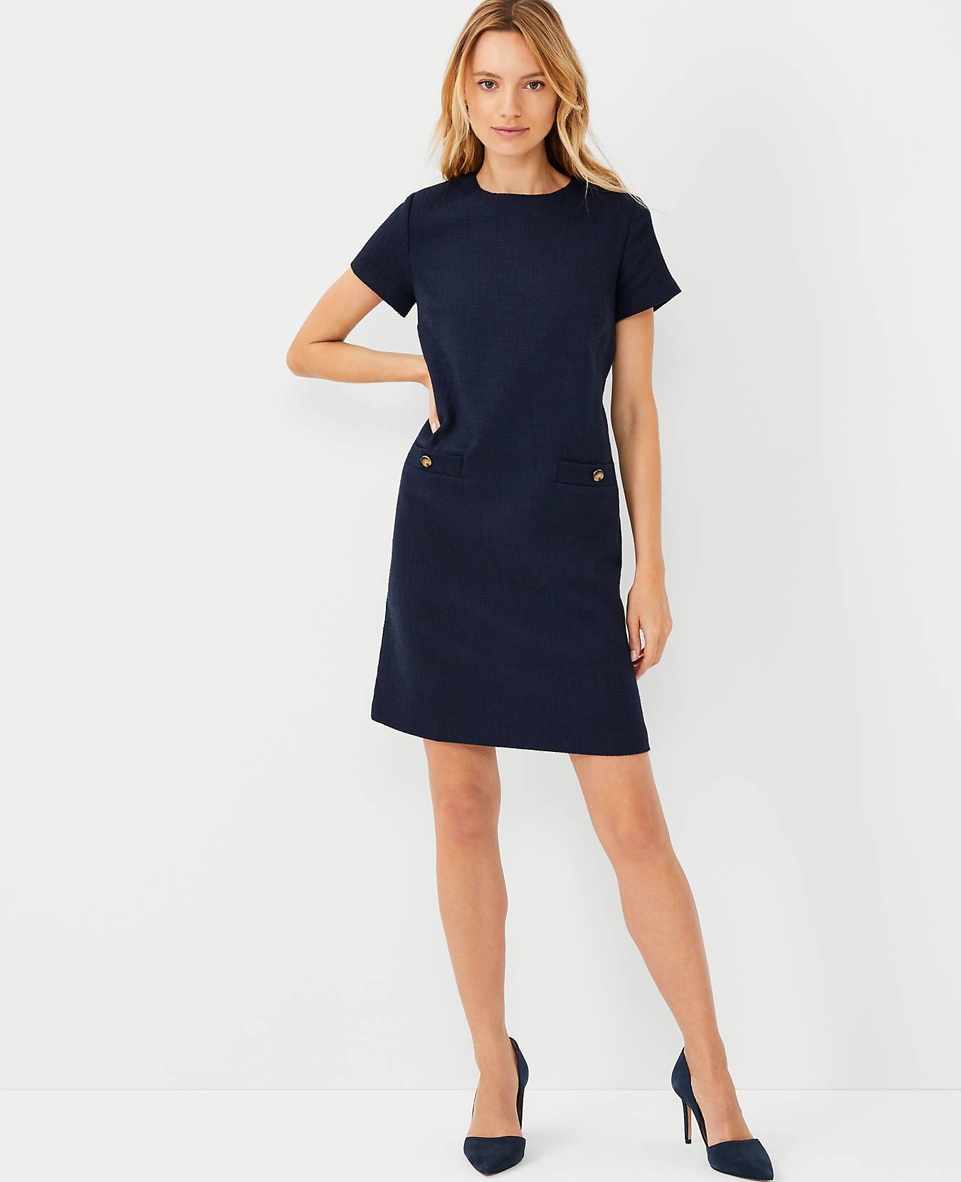 Textured Pocket Shift Dress | Ann Taylor (US)