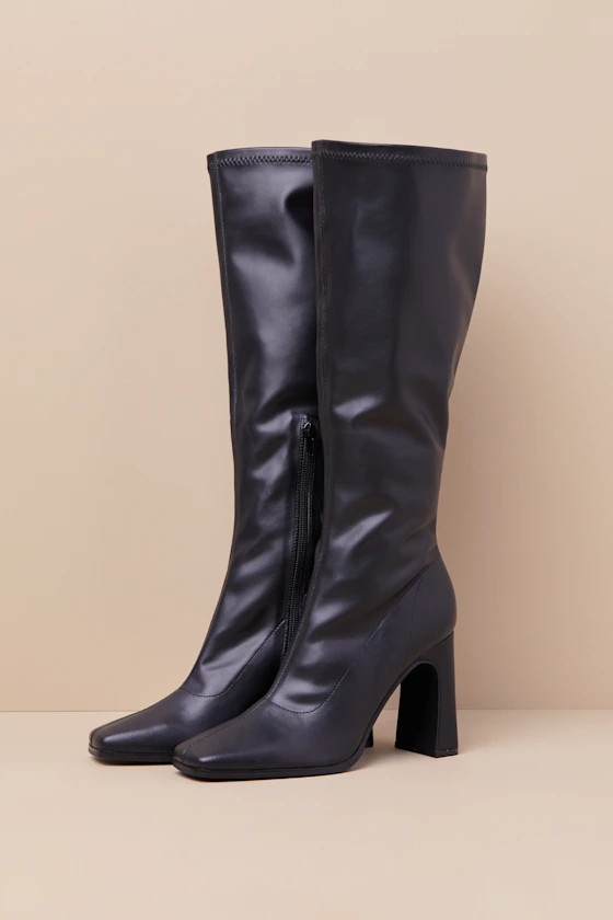 Albane Black Square Toe Knee-High Boots | Lulus