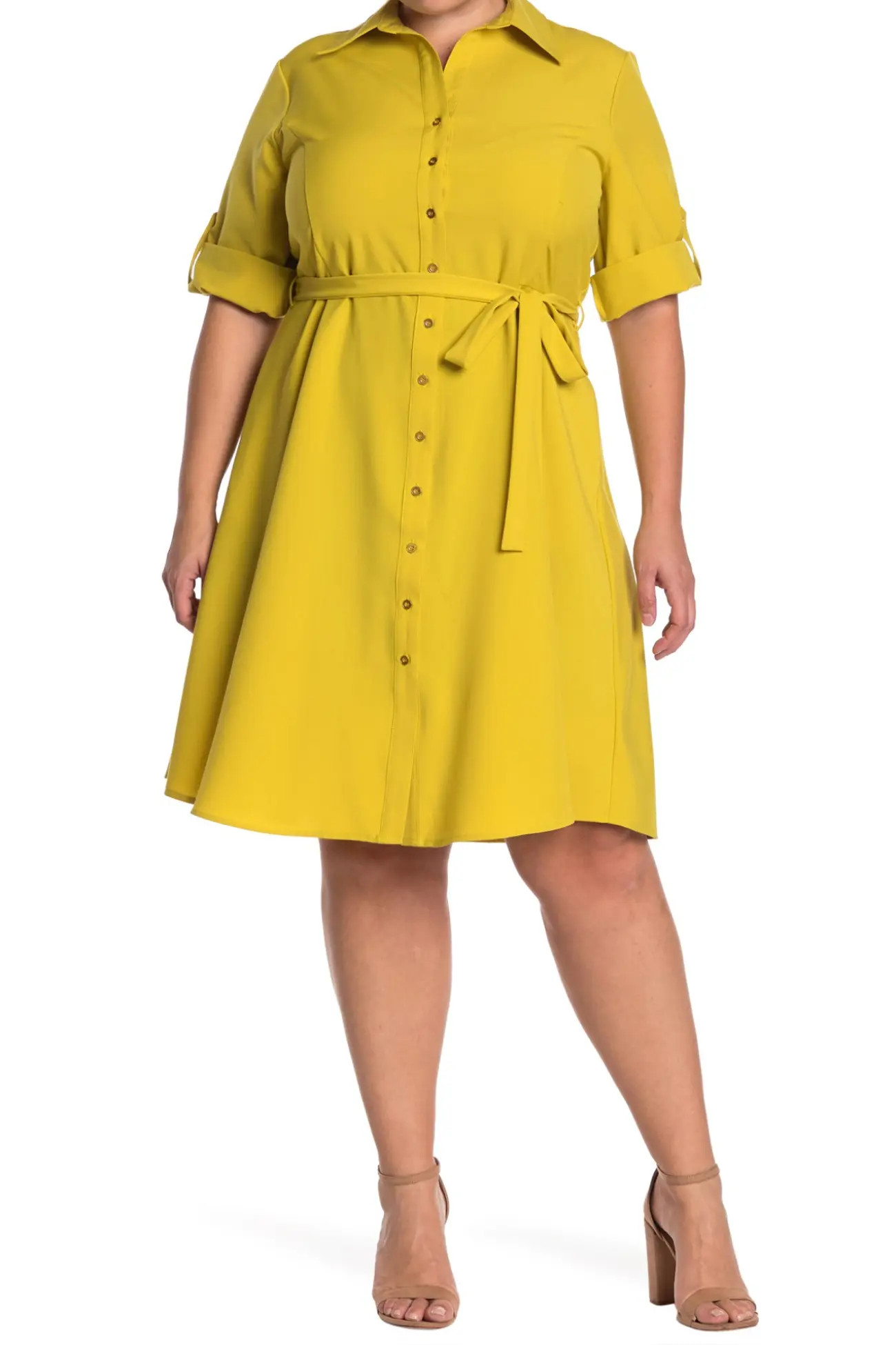 Sharagano | Roll Sleeve Tie Waist Shirt Dress | Nordstrom Rack | Nordstrom Rack