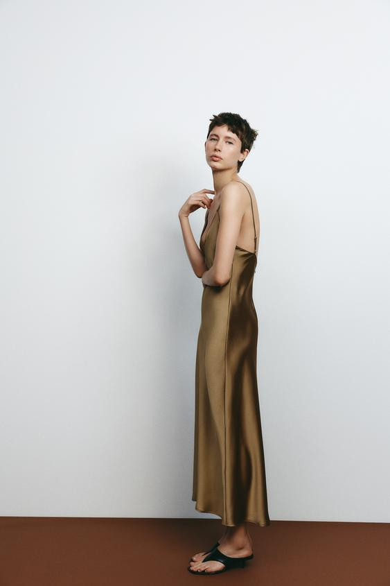 SATIN EFFECT MIDI DRESS | Zara US
