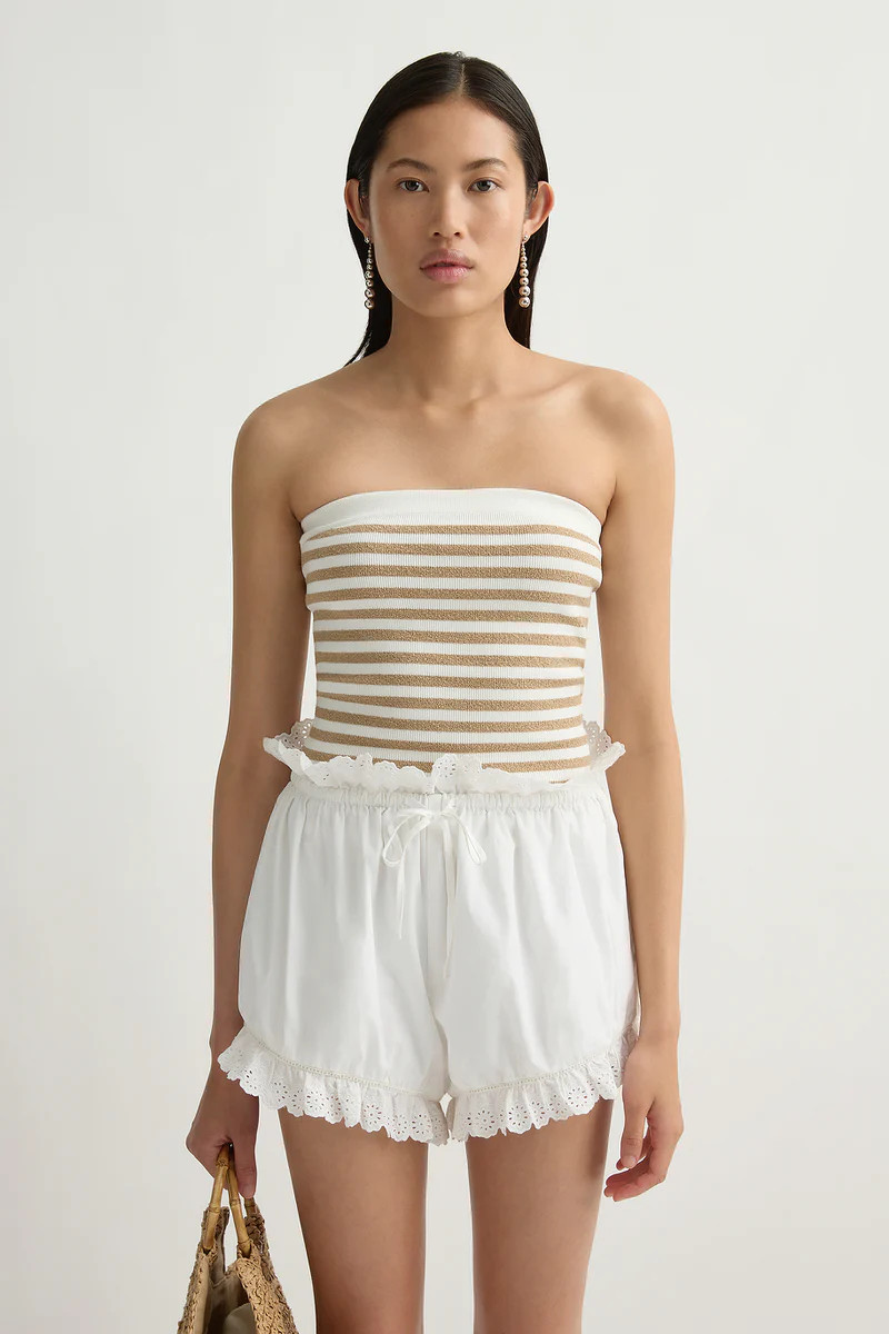 ARI STRAPLESS TOP - TAN STRIPE | POSSE (Australia & New Zealand)