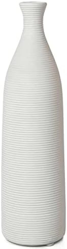 Modern White Ceramic Vase, 10 inch Small Narrow Neck Vases, Ceramic Flower Vases Decorative, Fire... | Amazon (US)