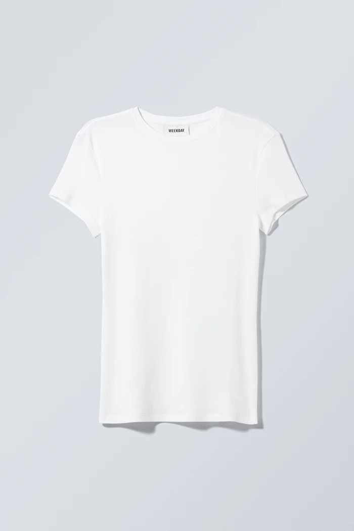 Close Fitted Rib T-Shirt - Black - Weekday GB | Weekday