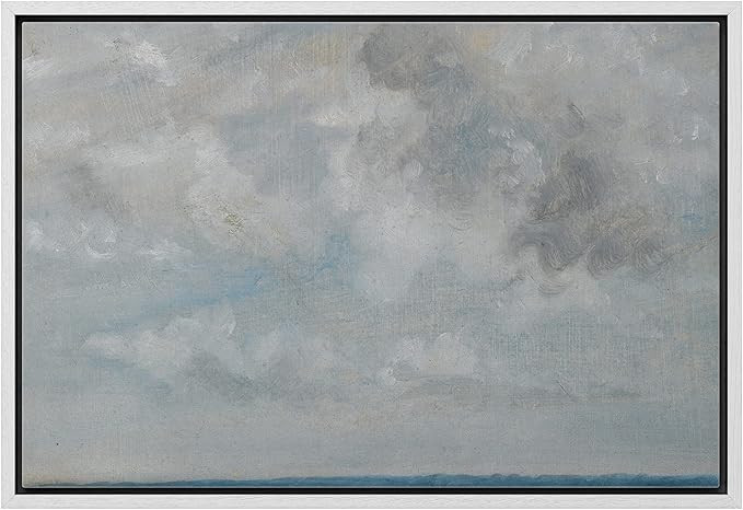 SIGNLEADER Framed Canvas Print Wall Art Pastel Blue Gray Watercolor Cloudy Sky Abstract Shapes Il... | Amazon (US)