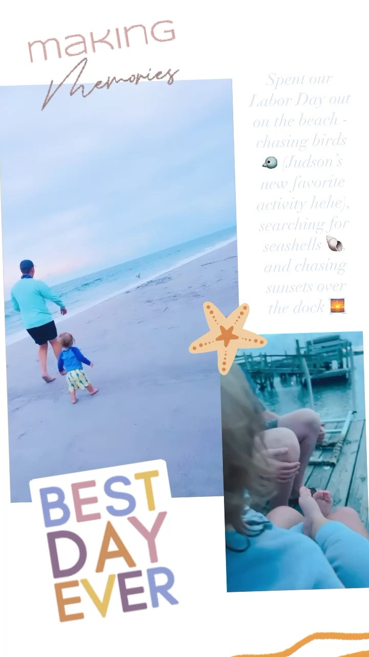Spent our Labor Day out on the beach - chasing birds 🐦 (Judson’s new favorite activity hehe), searching for seashells 🐚, and chasing sunsets over the dock 🌅

#LTKbaby #LTKswim #LTKtravel