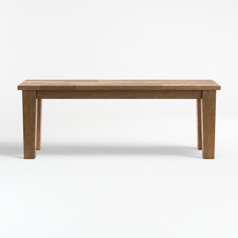 Basque II 48" Grey Wash Light Brown Bench + Reviews | Crate & Barrel | Crate & Barrel