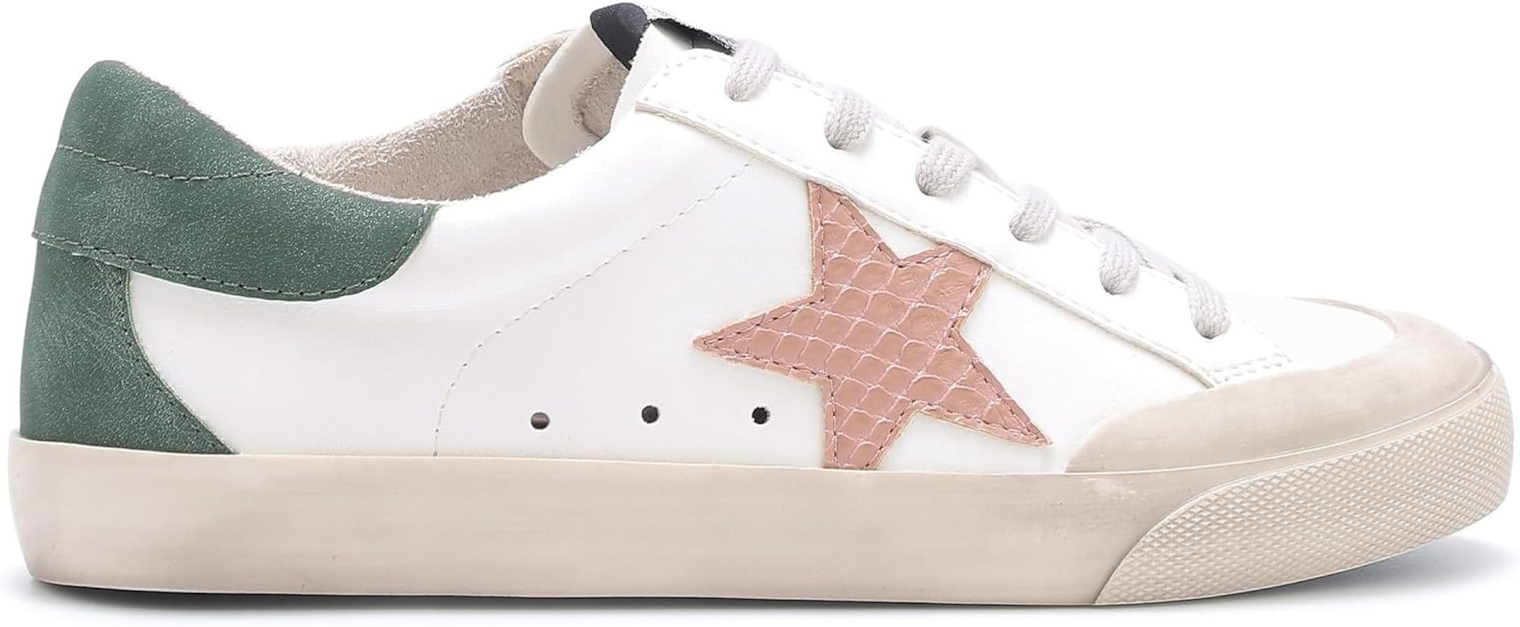 Mi.iM Sadie Rubber Sole Lace-up Leather Star Sneakers | Amazon (US)