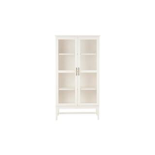 Home Decorators Collection 61.1 in. Ivory Wood 4-shelf Standard Bookcase with Glass Door SK19345B... | The Home Depot