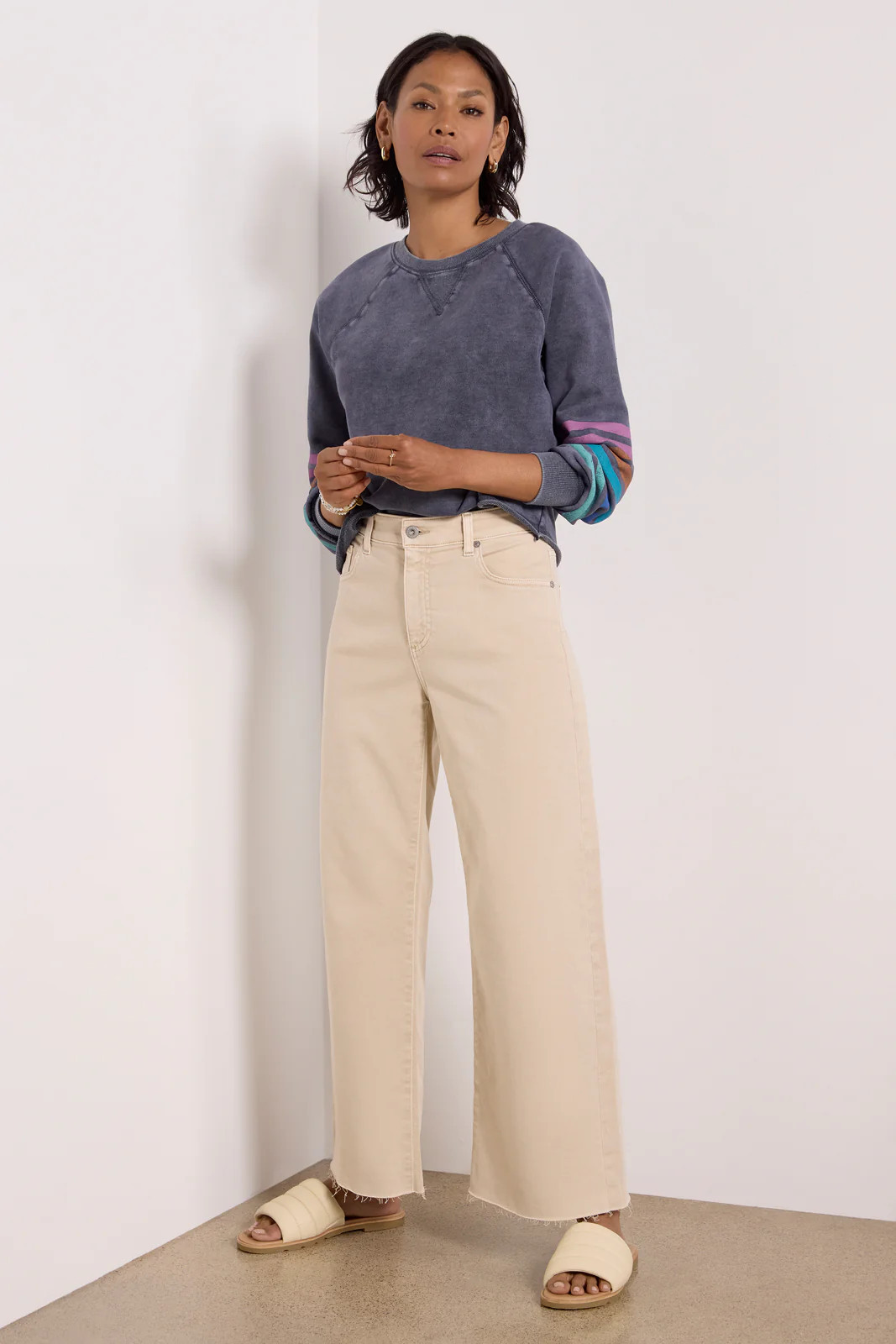 AG Women's Saige Wide Leg Jeans, Size 30, Taupe | Evereve