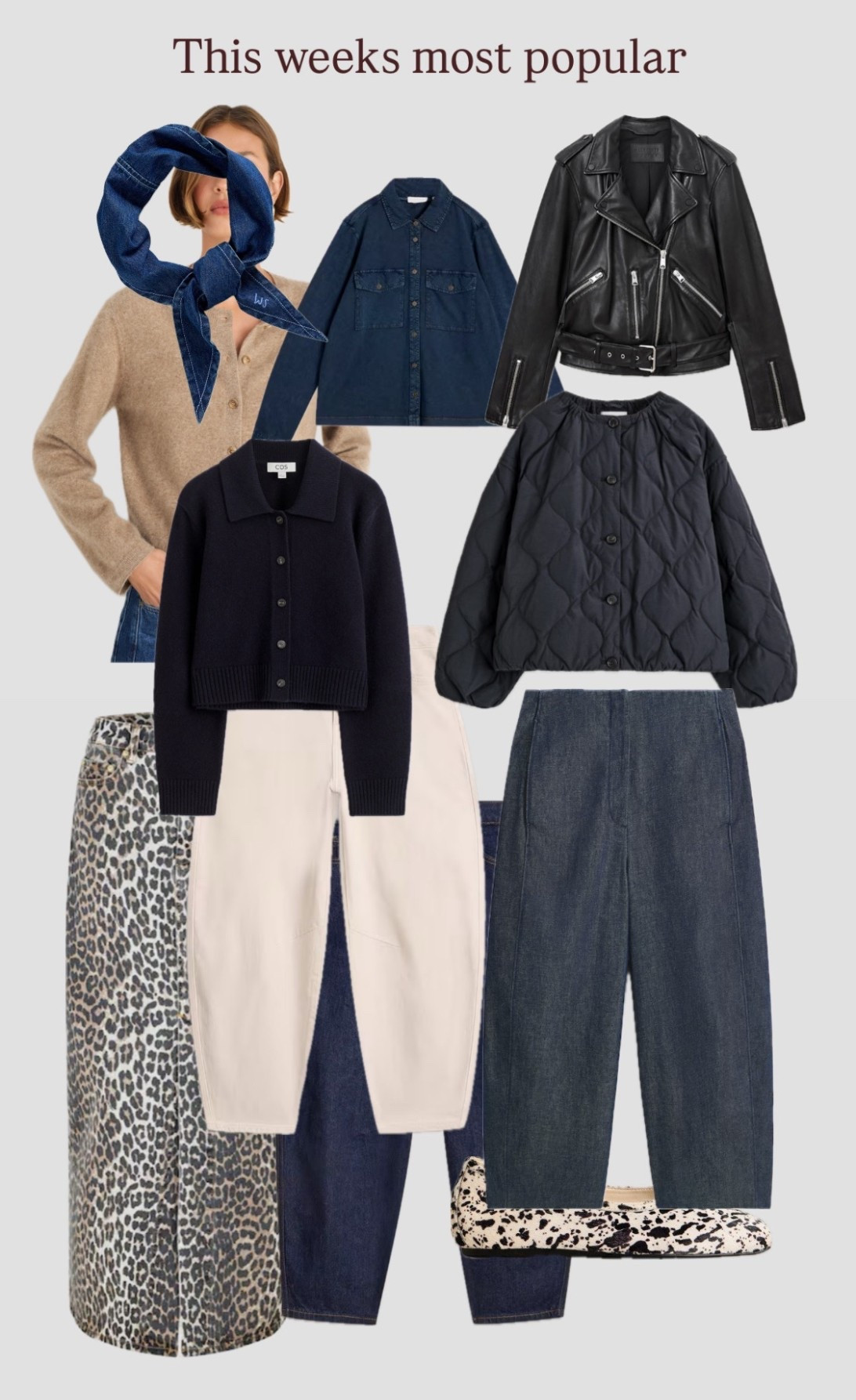 This weeks most popular outfits. 
Easy Barrel Jeans (not too much of an exaggerated shape) 
A leopard print skirt that I’ve linked for you in the Sale. 
A new purchase of a fab dark navy jacket to take me into Spring and some rather gorgeous dark denim culottes. 
Add some pony print ballet flats, a denim triangle scarf and it all creates a few great looks. 
All true to size. I wear Long in the Barrel Jeans (I’m 5’7”) 

#LTKover50style #LTKspring #LTKFashionMonth