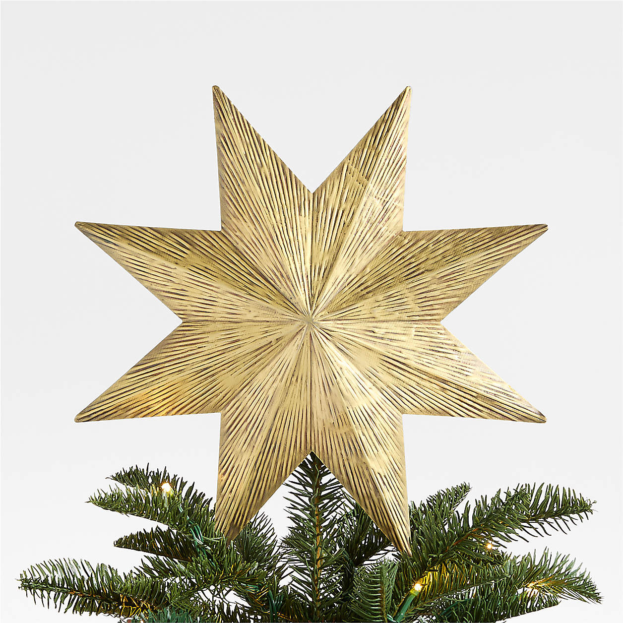 Brass Hammered Metal Christmas Tree Topper | Crate & Barrel | Crate & Barrel