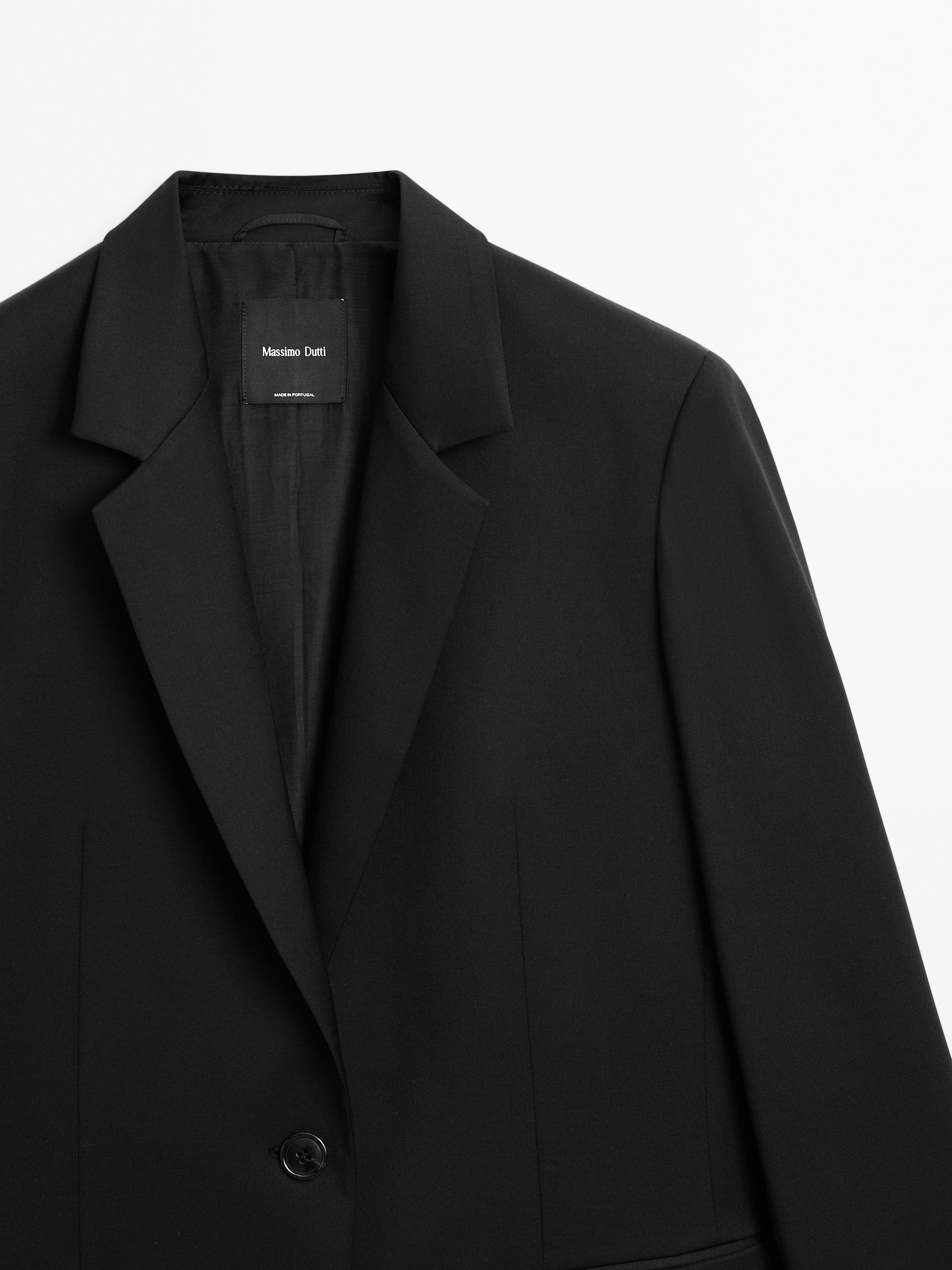 100% extra fine wool two-button blazer · Black · Dressy | Massimo Dutti | Massimo Dutti UK